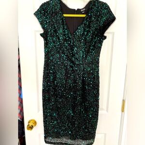 Green Sequin Dress Knee length